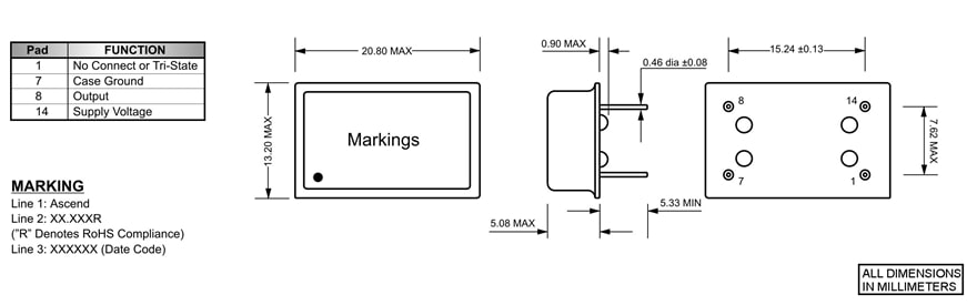OFS5H Mechanical Dimensions diagram