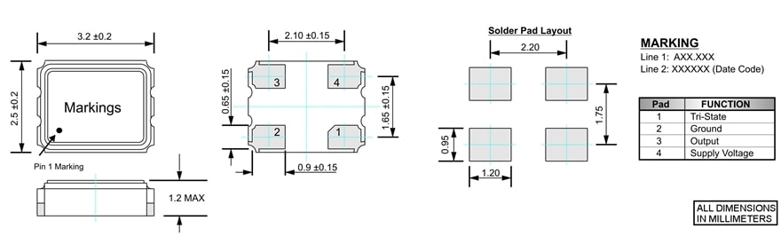 OCF3H Mechanical Dimensions